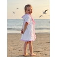 thumbnail image 5 of BemeyourBBs Toddler Baby Girls Swim Cover Up Swimwear Ruffle Poncho Kids Swimsuit Coverup Plaid Front Bow Beach Bathing Suit Bathing Robe Short Sleeve Hooded Coverups Beachwear Wrap with Pockets, 5 of 9