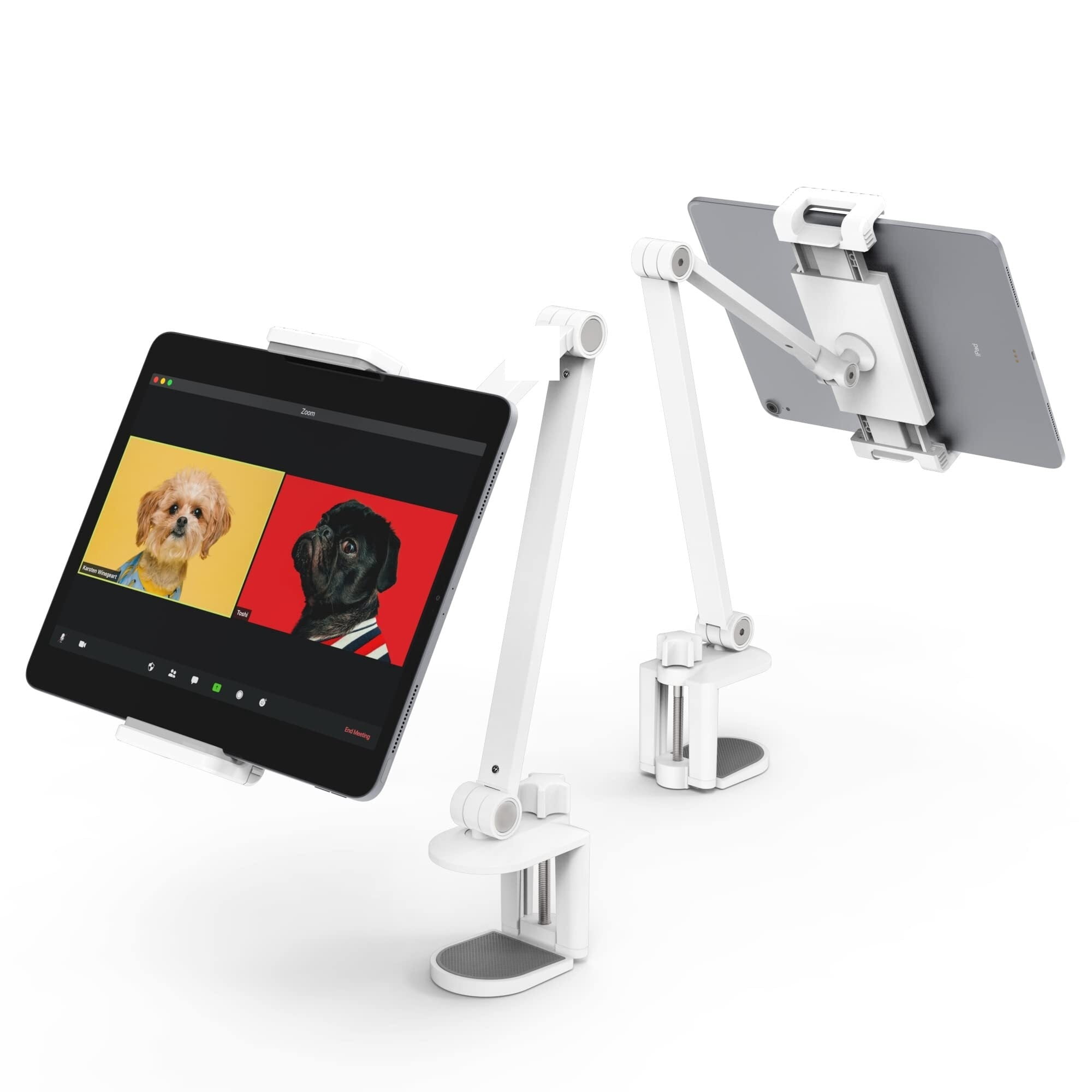 GGMCN Compatible with iPad Desk Mount, Tablet Holder, Multi-Angle Adjustable Tablet Stand for 4.7''- 13'' Screen Microsoft Surface Pro Series, iPad Series(Black)