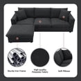 thumbnail image 2 of 100.4*64.6" Modern Sectional Sofa,L-shaped Couch Set with 2 Free pillows,4-seat Polyester Fabric Couch Set with Convertible Ottoman for Living Room, Apartment, Office, Black, 2 of 10
