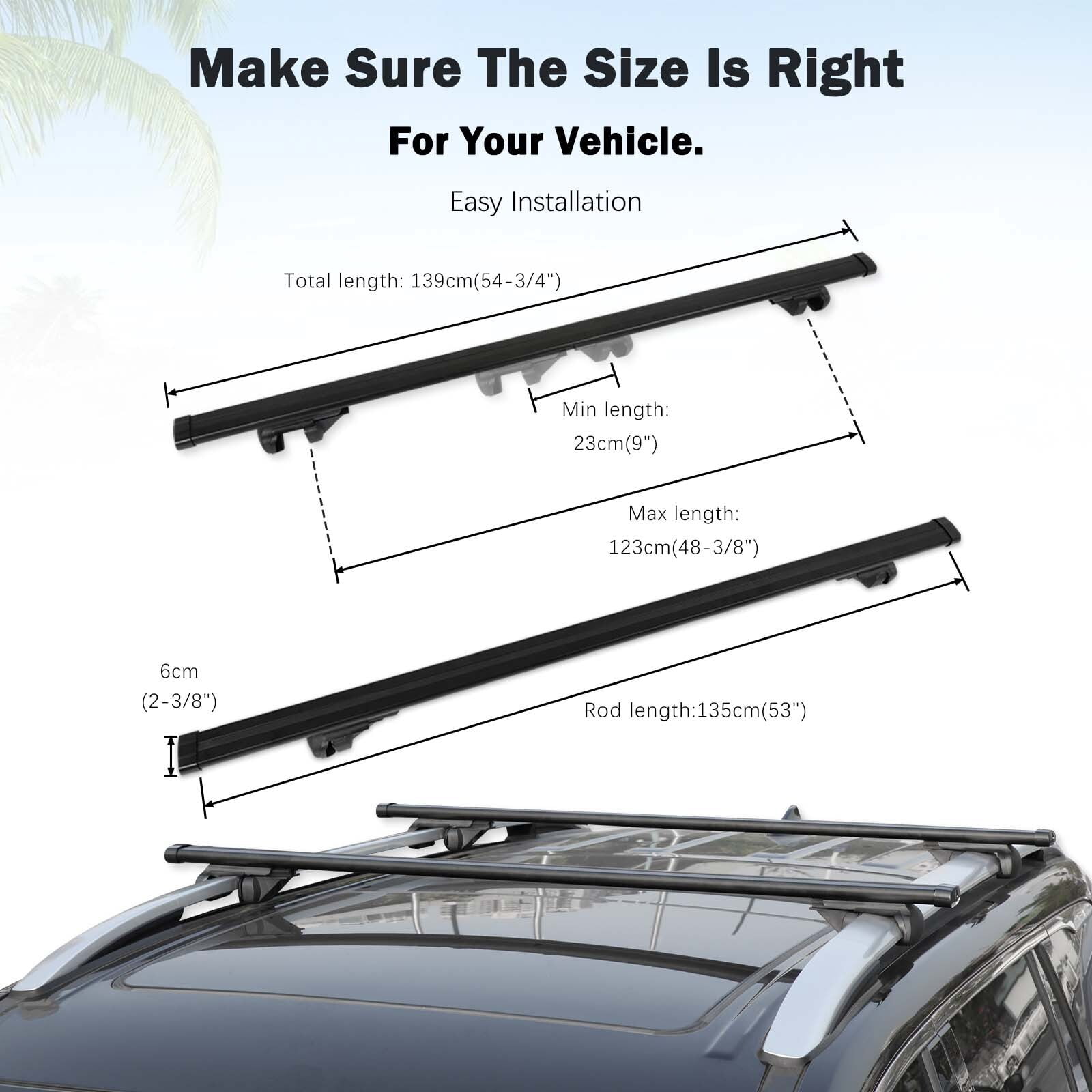 For Subaru Crosstrek XV 53" Roof Rack Cross Bars Luggage Cargo Kayak Carriers