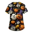 thumbnail image 3 of MLQIDK Halloween Scrubs for Womens Short Sleeve Halloween Printed Nurse Uniforms Holiday V-Neck Funny Scrub Shirts Plus Size Fun Workwear Orange M, 3 of 4