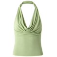 thumbnail image 4 of KHONTS Women Halter Top Backless Tank Tops Cowl Neck Summer Going out Outfits Cami Tops Green L, 4 of 4