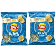 Lay's Wavy Tzatziki Potato Chips - Tastes of Greece (Flavor Drop, Global Edition), 2.63 oz Snack Size Bags - Wavy Tzatsiki (2 Bags)