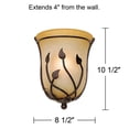 thumbnail image 6 of Regency Hill Leaf and Vine Pocket Farmhouse Rustic Wall Light Sconce Bronze Hardwire 8 1/2" Fixture Rimmed Amber Glass for Bedroom Bedside Bathroom, 6 of 7