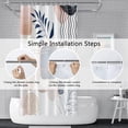 thumbnail image 6 of Abstract Boho Shower Curtain - Mid-Century Pink Navy Blue Neutral Palm Leaves Botanical, Modern Minimalist Waterproof Fabric, Includes Hooks, 72x72 Inch, Perfect for Artistic and Stylish Bathrooms, 6 of 6