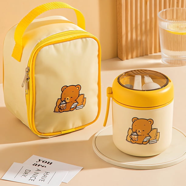 Taza de Desayuno de Acero Inoxidable con Bolsa Aislante, Fiambrera Portátil de 530 Ml, Recipiente Térmico de Grado Alimenticio para Sopa, Ideal para La Oficina, La Escuela, Picnics y Viajes. Recipien