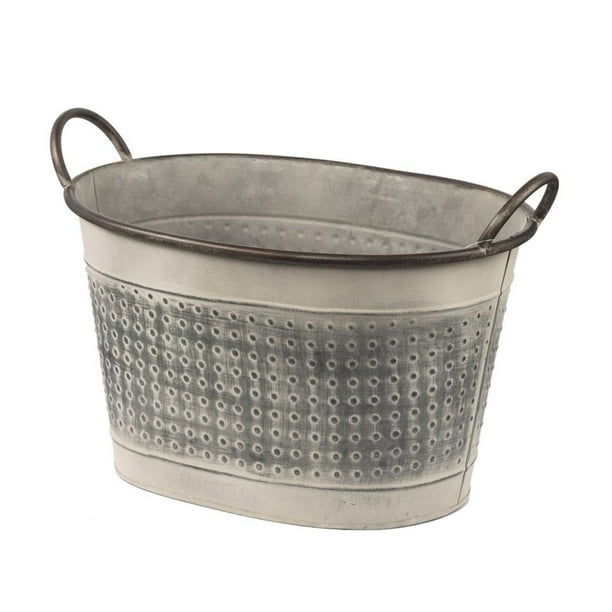 14.5" Gray Antique Style Oval Metal Waterproof Planter