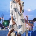 thumbnail image 1 of Vestido De Mujer Vestido elegante estampado Cuello redondo Vestidos sueltos Moda para boda (Blanco 4XL) Kuymtek para Mujer Blanco T S, 1 of 9