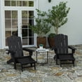 thumbnail image 3 of Merrick Lane Adirondack Chair with Cup Holder and Pull Out Ottoman, All-Weather HDPE Indoor/Outdoor Lounge Chair in Black, 3 of 11