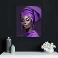 thumbnail image 4 of COMIO  African American Women Canvas Wall Art, Beauty Black Woman Purple Hair Canvas Art, Abstract Minimalist Painting Wall Decor for Living Room Bedroom Bathroom Home Decor Ready to Hanging, 4 of 4