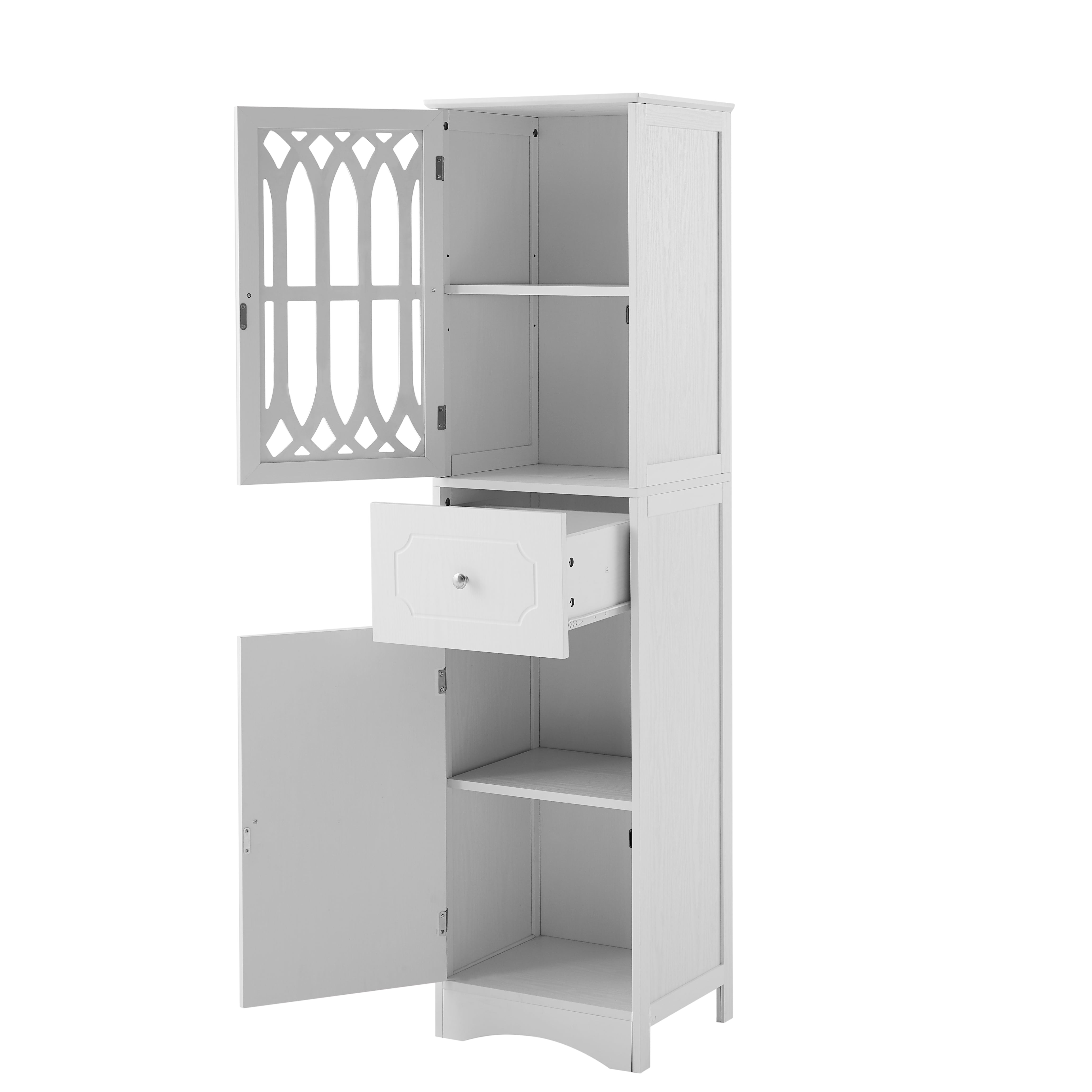 HAUSHECK Tall Slim Bathroom Storage, Narrow Freestanding Floor Cabinets  Tower w/ 3-Tier Adjustable Shelf and 1 Drawer for Home, Kitchen, Living  Room