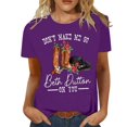 thumbnail image 1 of LUOGENLI T-shirts pour Femmes Mode Décontractée Chemises Imprimées Col Rond Manches Courtes Tee Tops Tunique Blouse T-shirts Graphiques Pêche Saint-Patrick Violet S, 1 of 1