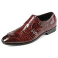 thumbnail image 2 of Santimon Men Dress Double Monk-straps Shoes Crocodile Pattern Slip On Casual Business Leather Shoes Red 7.5 US, 2 of 7