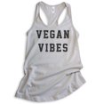 thumbnail image 1 of Vegan Vibes Tank Top, Ladies Racerback Tank Top, Vegan Tank, Veganism Tank, Silver Gray, Large, 1 of 3