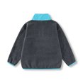 thumbnail image 6 of Kids Fleece Sweatshirt Soft Warm Color Block Half-Button Top Stand Collar for Boys&Girls Cozy Winter Layering Piece,Dark Gray,110, 6 of 8