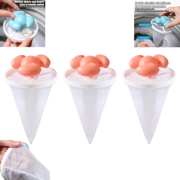 3 Pack Reusable Washing Machine Hair Catcher Filter Bags, Floating Pet Hair Remover Lint Traps for Laundry Clothes Washing Machine