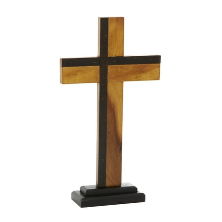 DecMode Wood Cross Modern Sculpture Brown