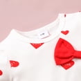 thumbnail image 3 of Generic Gender-neutral Holiday Outfits Baby Girls Heart Love Bowknot Romper Valentine's Day Long Sleeve Round Neck Clothes(6-9 Months,White), 3 of 9