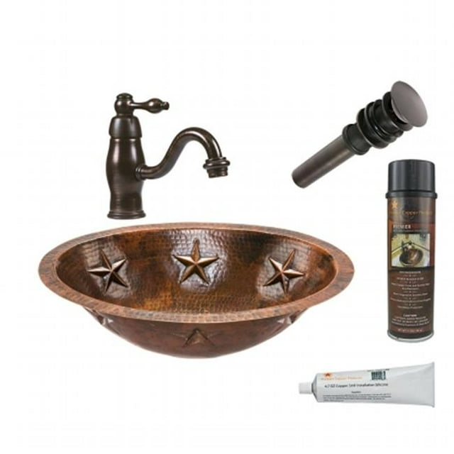 Premier Copper Products BSP3-LO19FSTDB Évier Ovale sous le Comptoir avec Robinet de Récipient