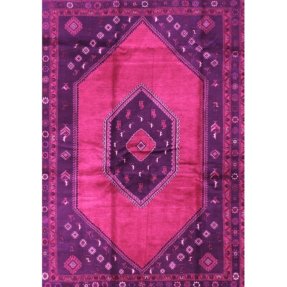 Ahgly Company Indoor Rectangle Medallion Pink Traditional Area Rugs, 7' x 10'