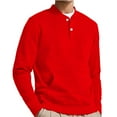 thumbnail image 2 of safuny Men's V Neck Sweatshirts Button Loose Tops Pockets Big&Tall Long Sleeve Shirts Solid Color Pullover Fashion Casual Sports Activewear Outwear Red XXL, 2 of 4