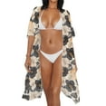 thumbnail image 3 of DISNIMO Flower Print Women's Swimsuit Cover Up Kimono Beach Cover ups for Summer Vacation Open Front Cardigan Swimwear Coverup for Women, 3 of 6