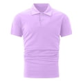 thumbnail image 3 of Mens T-shirts Men's Spring And Autumn Casual Button Down Solid Color Plus Size Shirt Short Sleeve Sleeve Shirt Long Workout Set Scrub Mens All Long T Men Active Western Shirts Purple M, 3 of 3