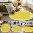 thumbnail image 6 of Yellow Geometric 8ft Round Rug, White Greek Key Design Burlap Modern Art Non-Skid Rubber Backing Large Area Rugs - Living Room Bedroom Home Office, Indoor Floor Mat Carpets Washable Rug, 6 of 9