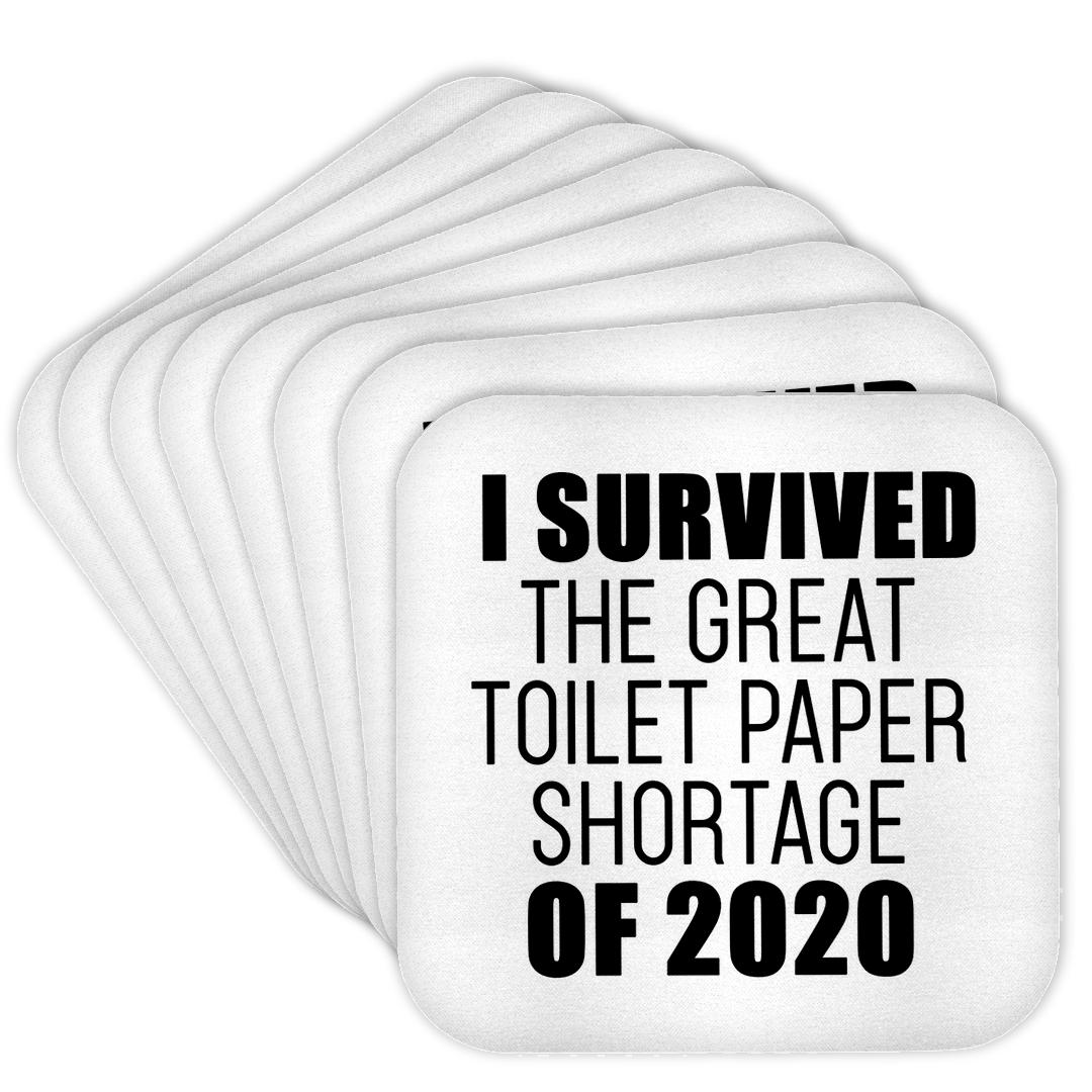 3drose, I Survived the Great Toilet Paper Shortage of 2020, Set of 8 Coasters - Cork
