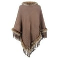 thumbnail image 3 of Lovskoo 2024 Womens Cape Winter Warm Coat Faux Fur Trim Shawl Cloak Sleeveless Elegant Pullover Shawls Cape Khaki, 3 of 8