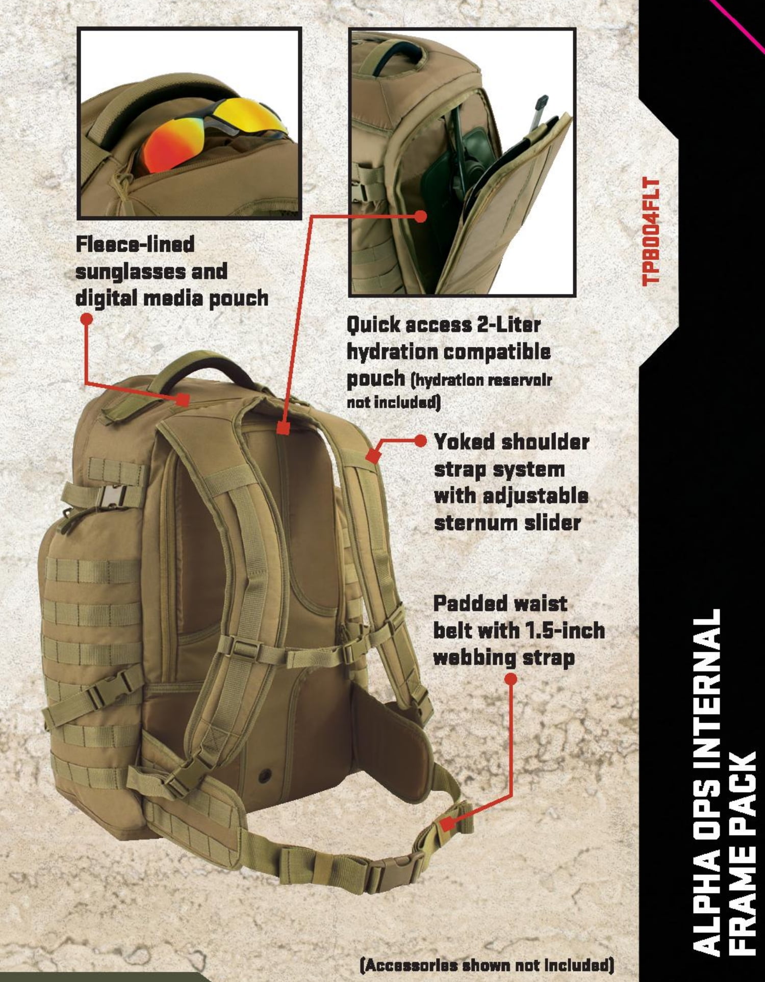 Fieldline Alpha Ops 52 Ltr Internal Frame Backpack Brown Green Unisex