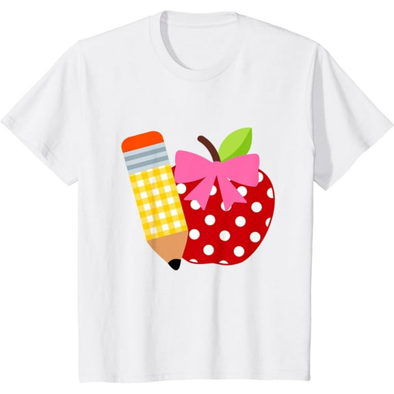 Kids Girls Back to School Apple Toddler First Day of Preschool T-Shirt