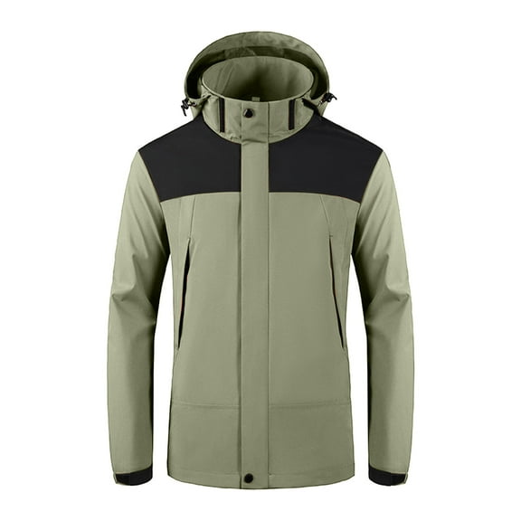 Lilgiuy Men's Suit Hooded Coat Youth Outdoor Sports Wear Long Men's Windbreaker Middle-aged Business Casual Jacket for New Year Christmas