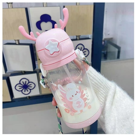 

Water Bottle With Portable Stra Water Bottle Built In Sealing Ring For Camping Sports Travel 600ml New Pink