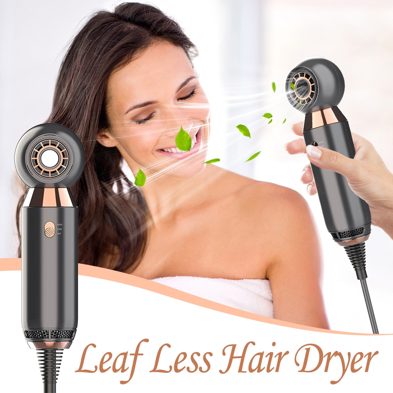EGNMCR Leaf Less Hair Dryer Mini Electric Hair Dryer Travel Hair