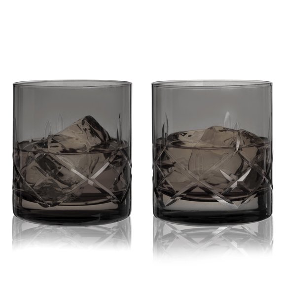 Viski Admiral Rocks Glasses for Whiskey, Margarita 11.5oz Set of 2, Smoke