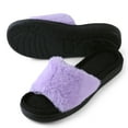 thumbnail image 3 of Women's Light And Fluffy Soft Plush Sandal Slippers with No-Slip Rubber Sole For Indoor, Outdoor, Spa Use (Purple), 3 of 4