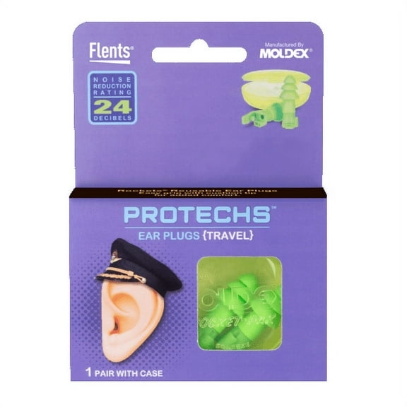 Flents PROTECHS™ Ear Plugs for TRAVEL, NRR 24 (1 Pair),