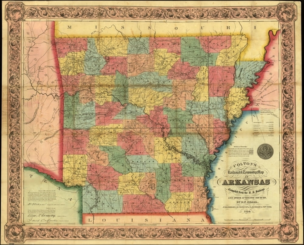 Colton's railroad & township map of Arkansas complied from the U.S