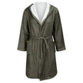 thumbnail image 4 of Women's Plush Fleece Hooded Bathrobe, Long Length Belted Robe, Soft Cozy Loungewear, Spa Style Open Front Gown, Comfortable Warm Pockets Robe Green XXXL, 4 of 4