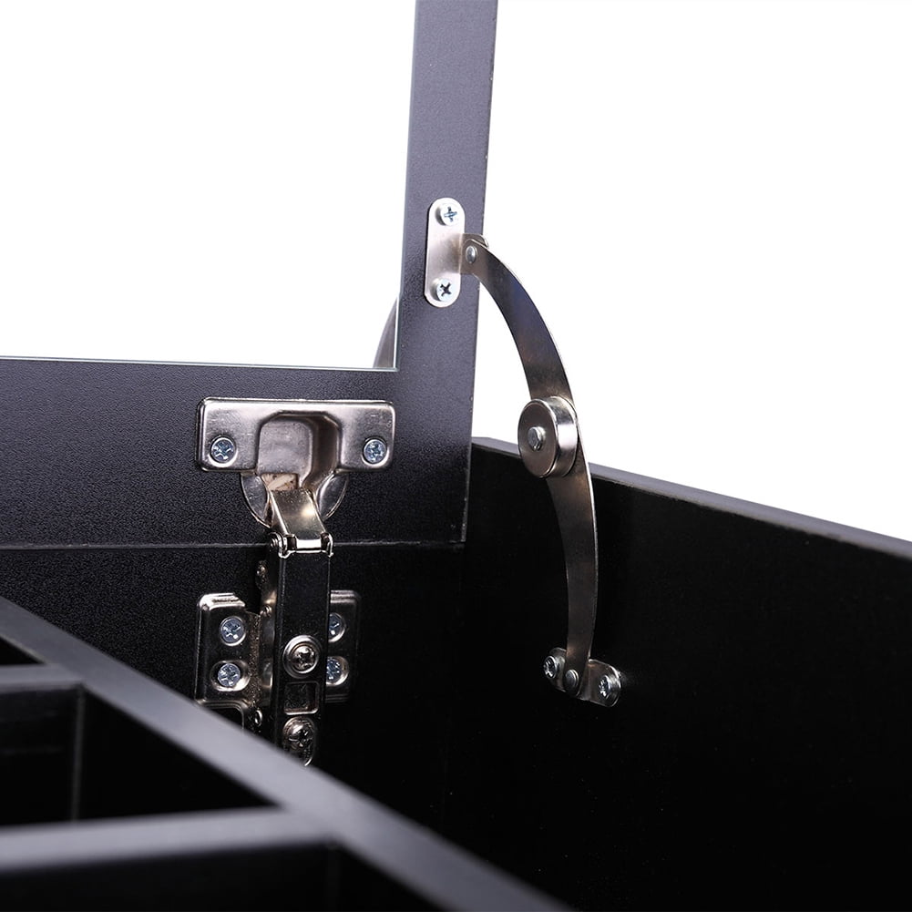 Kadyn Vanity Table and Stool Set, Dressing Table Writing Desk with Flip Top Mirror Makeup and Cushioned Stool, Black Kadyn Vanity Table and Stool Set, Dressing Table Writing Desk with Flip Top Mirror Makeup and Cushioned Stool, Black