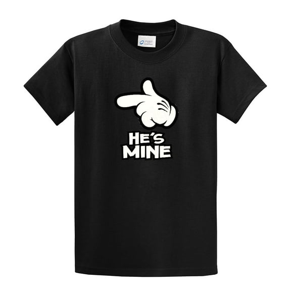 He's Mine with Finger Pointing Short Sleeve T-shirt-Black-Large