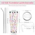 thumbnail image 4 of Flamingo 40oz Tumbler with Handle and Straw, Pineapple Flamingo Cup Coffee Mug Stainless Steel Insulated Water Bottle, Yellow Pink Flamingo Gifts for Women Girl Birthday Christmas, 4 of 6