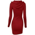 thumbnail image 3 of Doublju Women's Long Sleeve Slim Fit Henley Neck Hoodie Mini Dress, 3 of 4