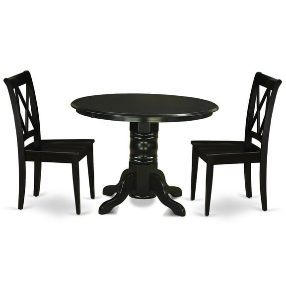 East West Furniture Dining Room Set Black, SHCL3-BLK-W