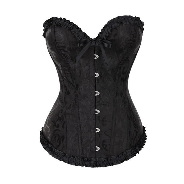 LIKEWIN Mujeres Modelador de cintura Gótico Satén Brocado Stays Corset Corsé Bustier Top Top con cordones Sexy Vestidos elegantes Cincher de entrenamiento de cintura Overbust deshuesado/Multicolorpang