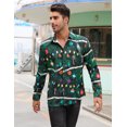 thumbnail image 6 of Mens Christmas Shirt Xmas Holiday Party Shirts Long Sleeve Snow Print Christmas Tree Shirt, 6 of 8