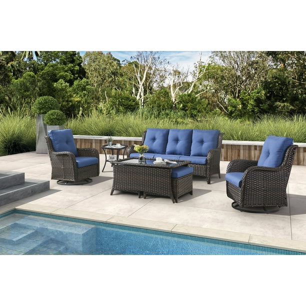 PARKWELL 7Pcs Outdoor Wicker Rattan Conversation Patio Furniture Set