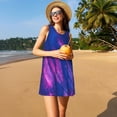thumbnail image 3 of Xecao Robes d'Été Dégradées Bleu Néon pour Femmes Robes Décontractées de Plage Sans Manches T-Shirt Robe Évasée avec Poches, 3 of 7