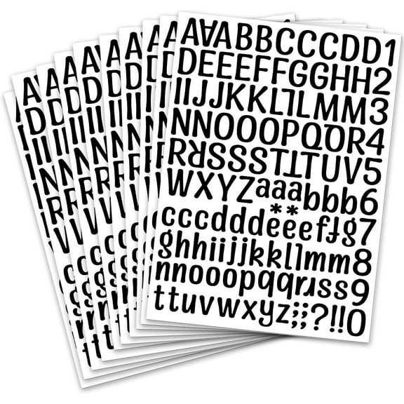 1260 pcs 10 Sheets Vinyl Letters Stickers (Black) Numbers Decals for Mailbox, Signs, Window, Door, Cars, Trucks, Home, Business, Address Number (1 Inch, 10 Black Set)